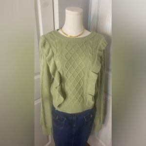 And Now This Dusty Sage  Cable Knit Sweater